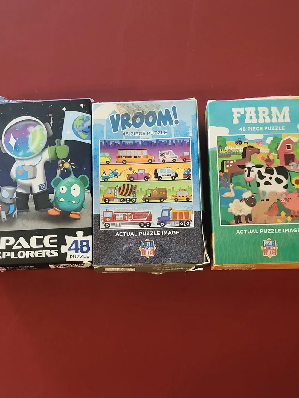 Master Kids Pieces Puzzle Farm Vroom Space Explorers Games Puzzles Lot Of 3